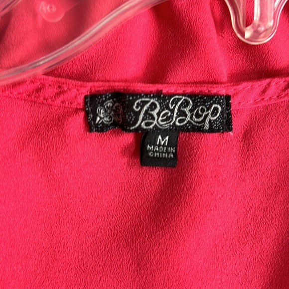 BeBop Red Pullover Elastic Waist Ruffle Collar Summer Dress Size M - Picture 9 of 9